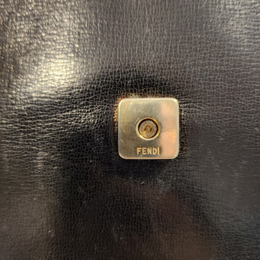 RARE VINTAGE FENDI ROMA 1970s/80s Black Leather Structured Top-Handle Box Bag - Picture 3 of 15